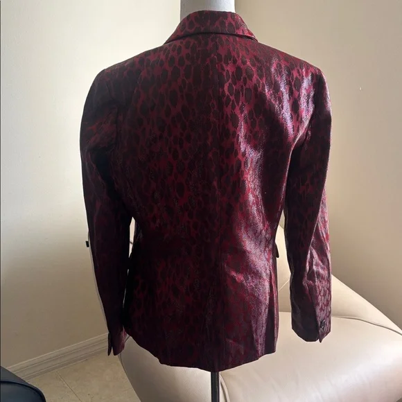 Anne Klein Animal Print Metallic Burgundy Blazer
( New ) - Picture 3 of 10